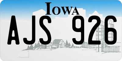IA license plate AJS926
