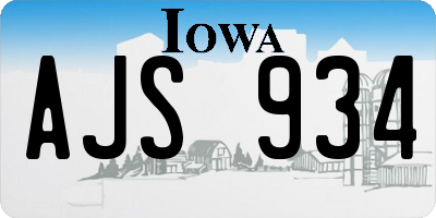 IA license plate AJS934