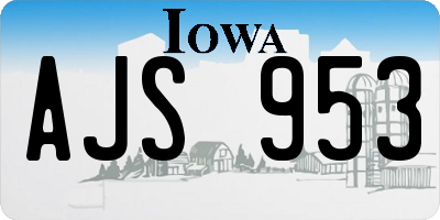 IA license plate AJS953