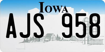 IA license plate AJS958