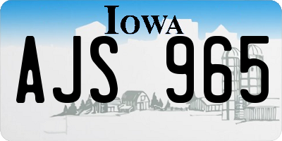 IA license plate AJS965