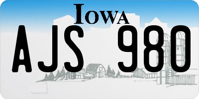 IA license plate AJS980