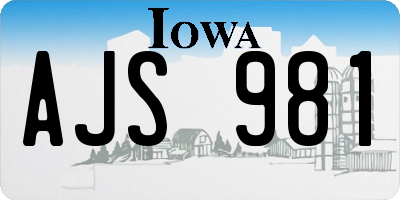 IA license plate AJS981