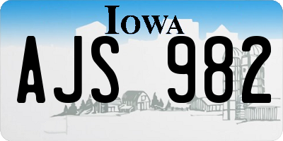 IA license plate AJS982