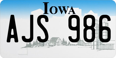 IA license plate AJS986