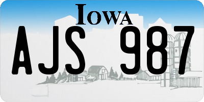 IA license plate AJS987