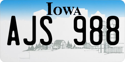 IA license plate AJS988