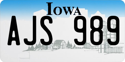 IA license plate AJS989