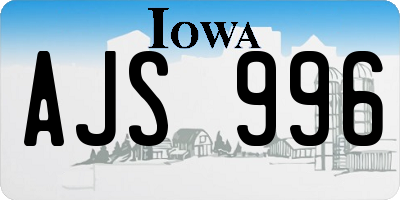 IA license plate AJS996