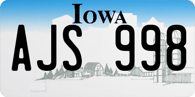 IA license plate AJS998