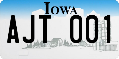 IA license plate AJT001