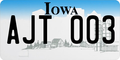 IA license plate AJT003
