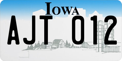 IA license plate AJT012