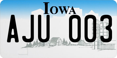 IA license plate AJU003