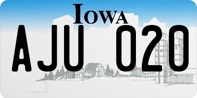 IA license plate AJU020