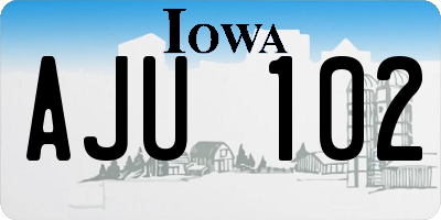 IA license plate AJU102