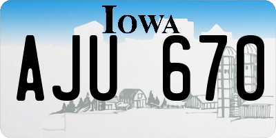 IA license plate AJU670