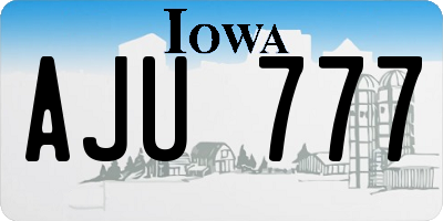 IA license plate AJU777