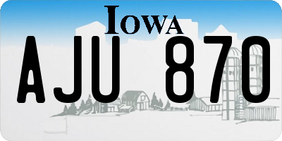IA license plate AJU870