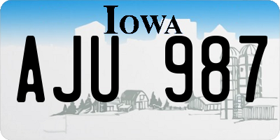 IA license plate AJU987