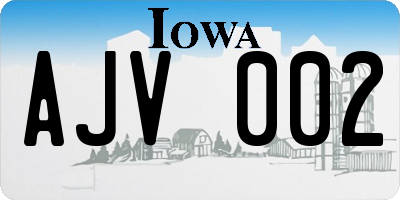 IA license plate AJV002