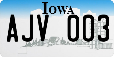 IA license plate AJV003
