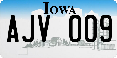 IA license plate AJV009