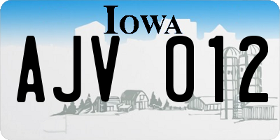 IA license plate AJV012