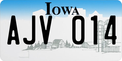 IA license plate AJV014