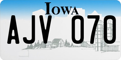IA license plate AJV070