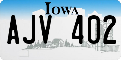 IA license plate AJV402