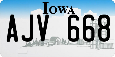 IA license plate AJV668