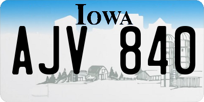IA license plate AJV840