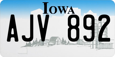 IA license plate AJV892