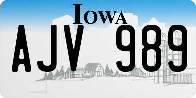 IA license plate AJV989