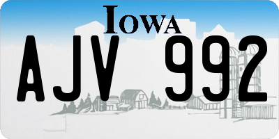 IA license plate AJV992