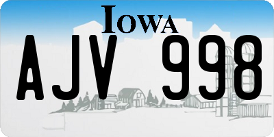 IA license plate AJV998