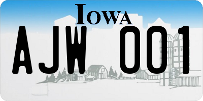 IA license plate AJW001