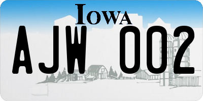 IA license plate AJW002