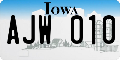 IA license plate AJW010