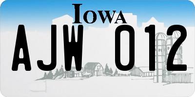 IA license plate AJW012