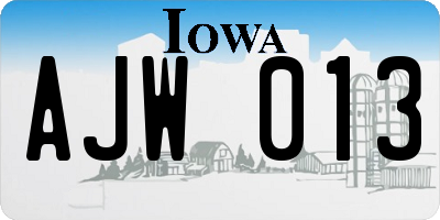 IA license plate AJW013