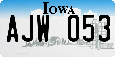 IA license plate AJW053