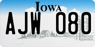 IA license plate AJW080