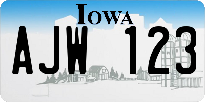 IA license plate AJW123