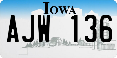 IA license plate AJW136