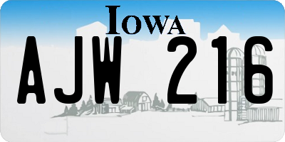 IA license plate AJW216