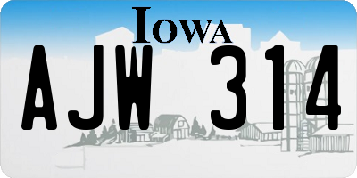 IA license plate AJW314