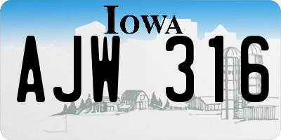 IA license plate AJW316