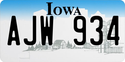 IA license plate AJW934